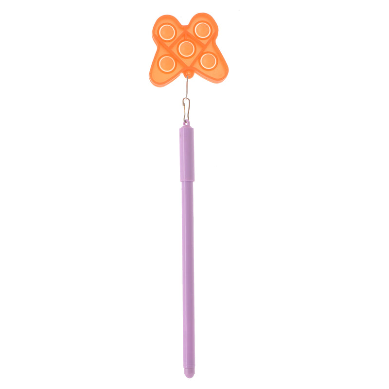 Blue gel poppet pen with butterfly pendant