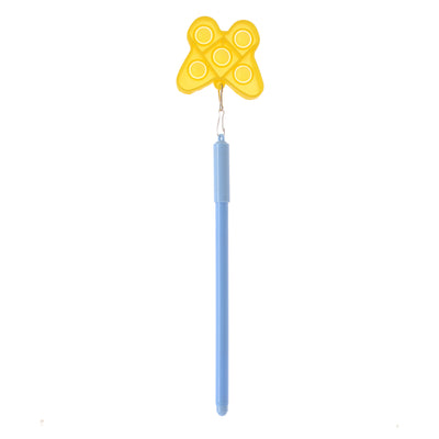 Blue gel poppet pen with butterfly pendant