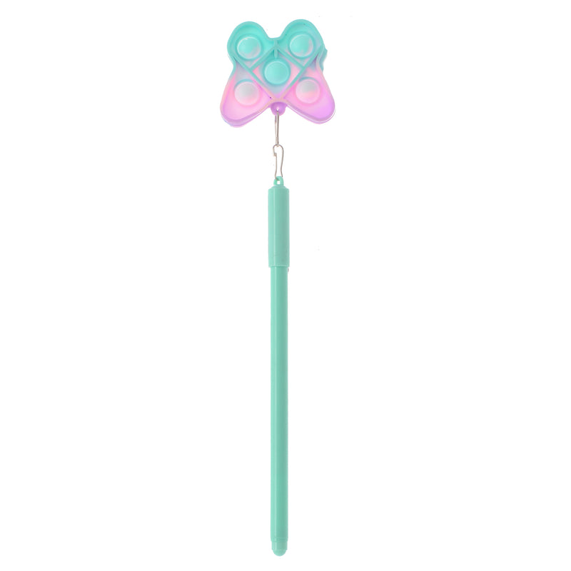 Blue gel poppet pen with butterfly pendant