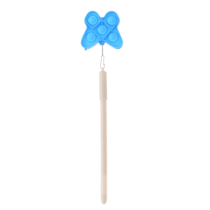 Blue gel poppet pen with butterfly pendant