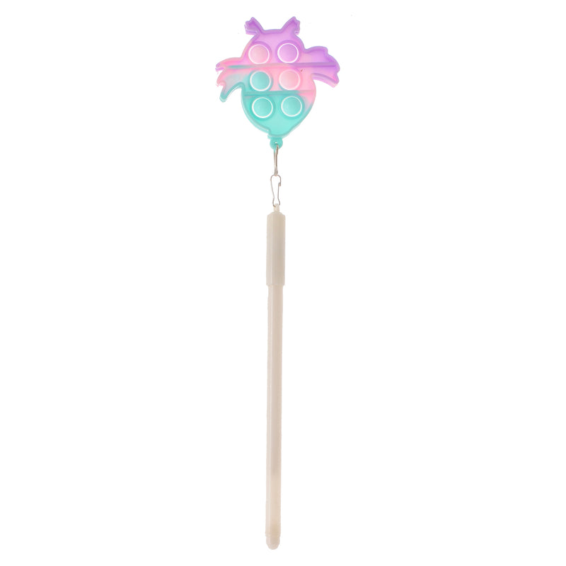 Blue gel poppet pen with owl pendant