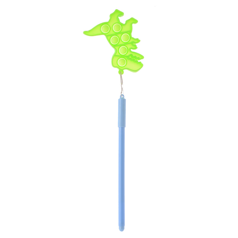 Blue gel poppet pen with dinosaur pendant