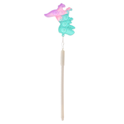 Blue gel poppet pen with dinosaur pendant