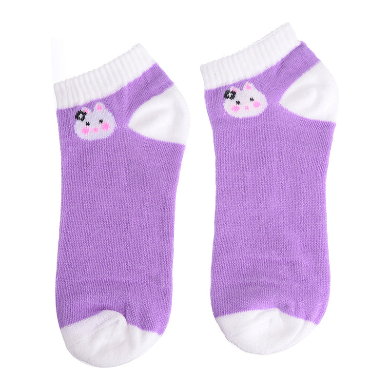 Socket socks in the shape of a cat, mauve*white