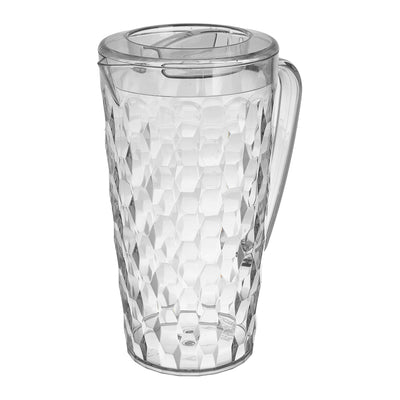 Crystal shaped plastic jug with 5 elite cups, 2 liter capacity