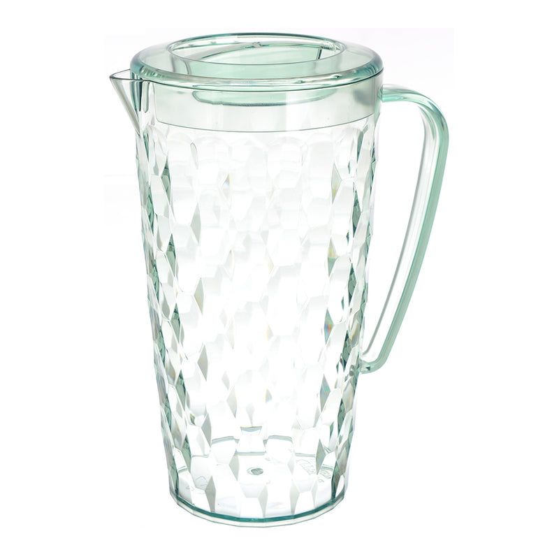 Crystal shaped plastic jug with 5 elite cups, 2 liter capacity