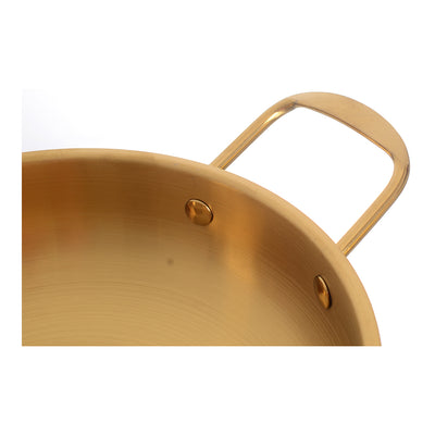 Stainless steel frying pan with golden handles, size 22 cm