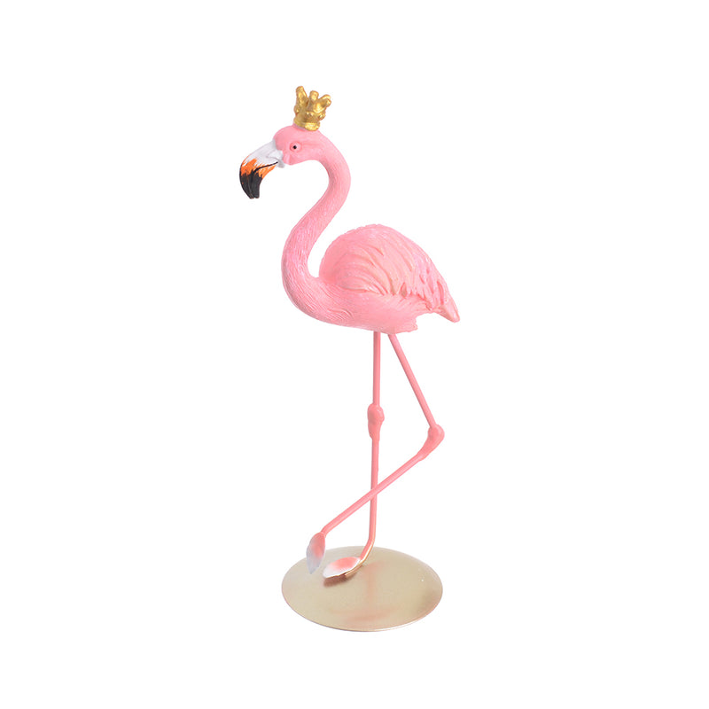 Pink flamingo figurine with decorative crown 20cm pink