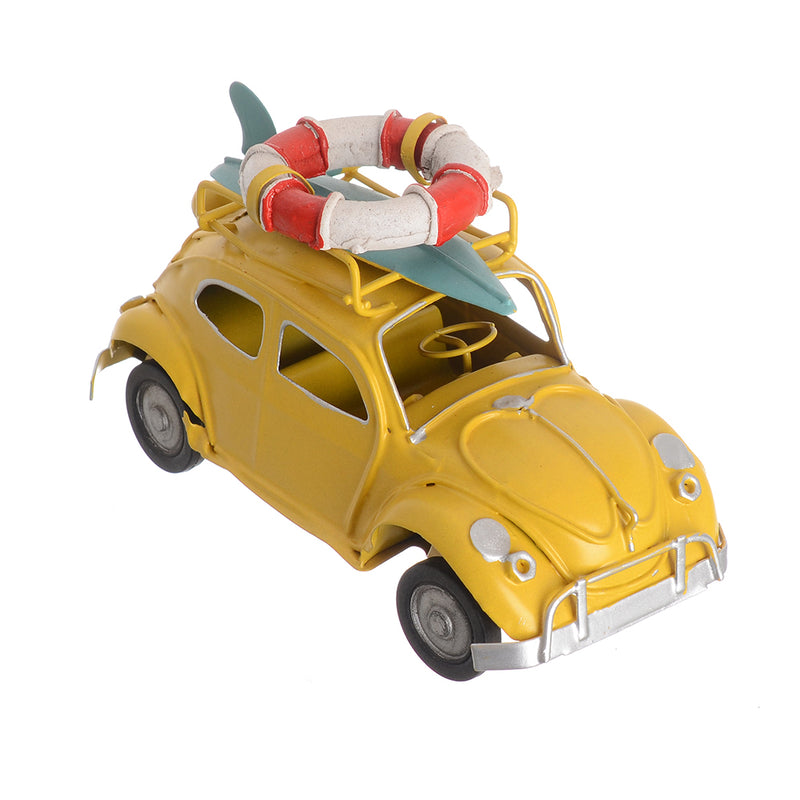 Classic car, miniature metal model, hand-movable, decorative, 7.5*14 cm, yellow