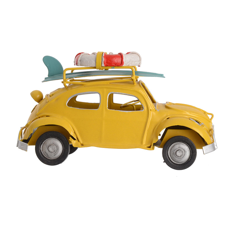 Classic car, miniature metal model, hand-movable, decorative, 7.5*14 cm, yellow