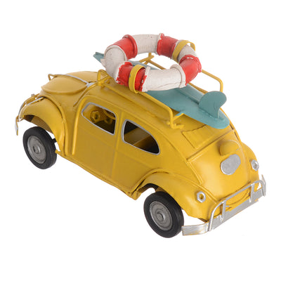 Classic car, miniature metal model, hand-movable, decorative, 7.5*14 cm, yellow