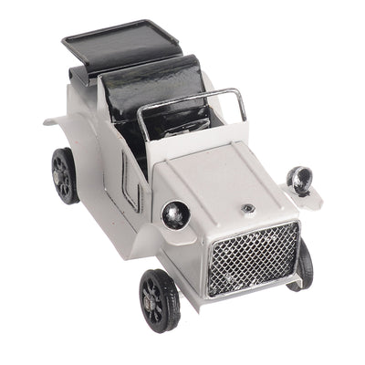 Classic open-top car, miniature metal model, hand-movable, decorative, 7*13 cm, white