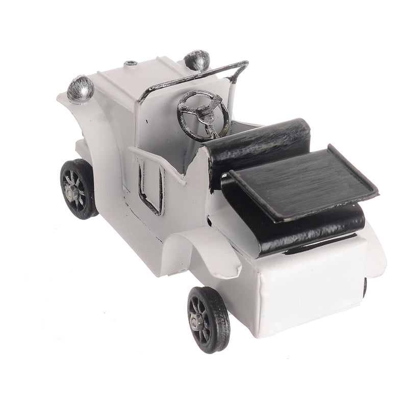 Classic open-top car, miniature metal model, hand-movable, decorative, 7*13 cm, white