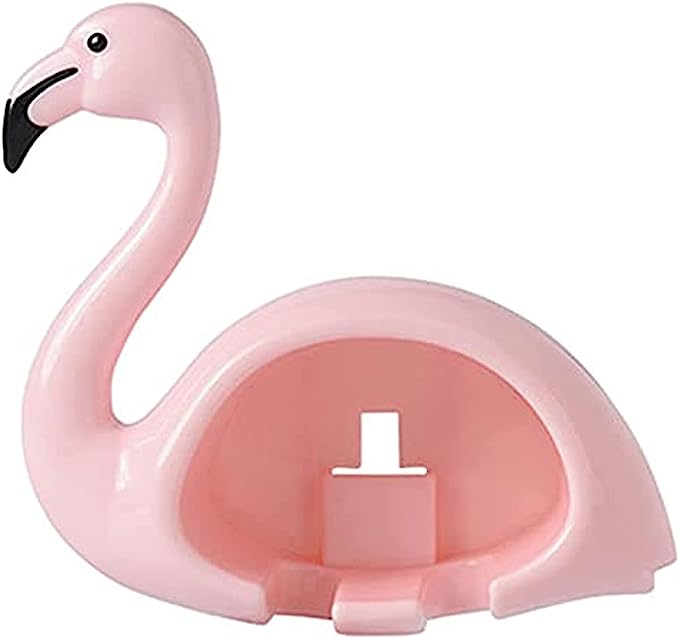 Toothbrush holder in the shape of a flamingo cartoon