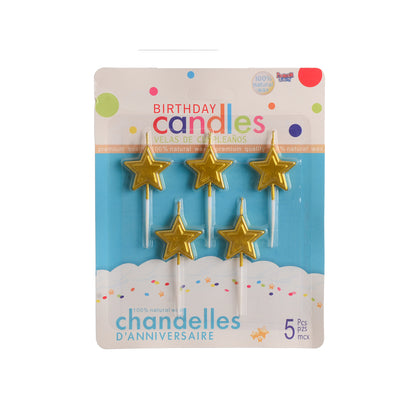 Christmas candle set, 5 pieces, star shape, 9 cm