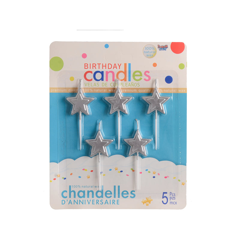 Christmas candle set, 5 pieces, star shape, 9 cm