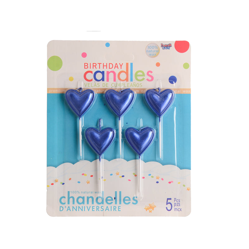 Birthday Candle Set 5 Pieces Heart Shape 9cm