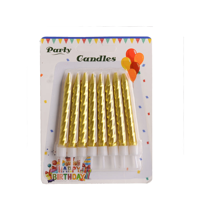 Birthday Candle Set 8 Pieces Spiral Shape 9cm