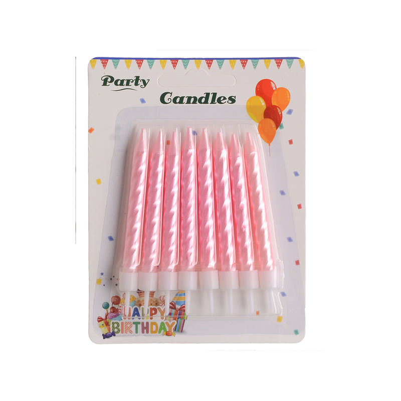 Birthday Candle Set 8 Pieces Spiral Shape 9cm