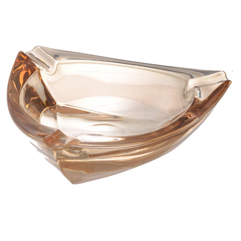 Blank Max triangle-shaped glass ashtray, 17*18*4cm, amber color