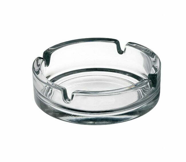 Small glass ashtray, plain circular shape, 10.5*10.5*3cm, transparent color