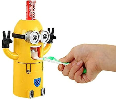 Toothbrush holder with automatic toothpaste dispenser, Minions design, 19*7.5cm, yellow