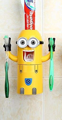 Toothbrush holder with automatic toothpaste dispenser, Minions design, 19*7.5cm, yellow