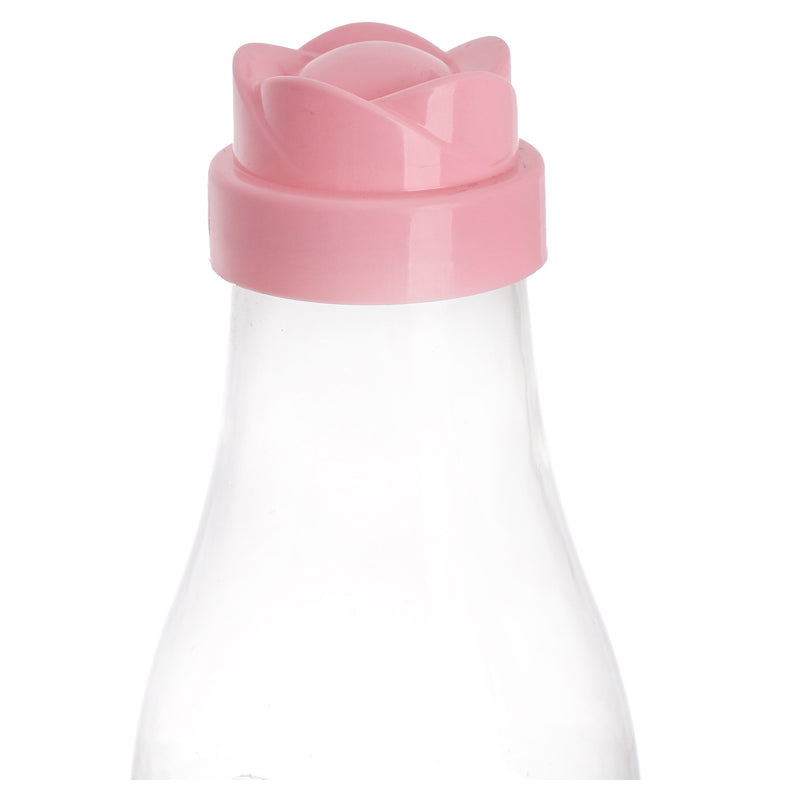 Round pink plastic water and juice bottle with elephant print - (1000 ml)