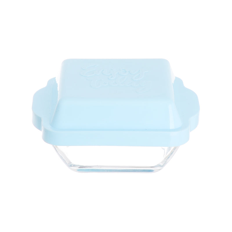 Lily, a square glass bowl with a plastic lid, small, 9*9 cm