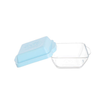 Lily, a square glass bowl with a plastic lid, small, 9*9 cm