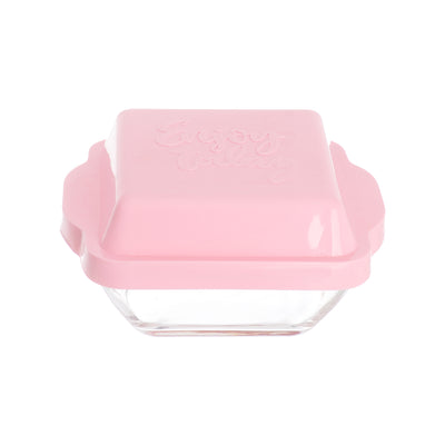 Lily, a square glass bowl with a plastic lid, small, 9*9 cm