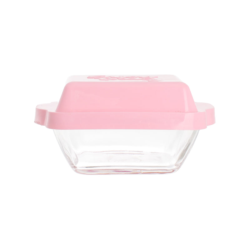 Lily, a square glass bowl with a plastic lid, small, 9*9 cm