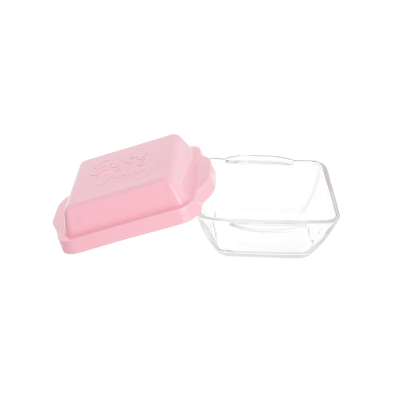 Lily, a square glass bowl with a plastic lid, small, 9*9 cm