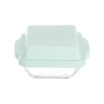 Lily, a square glass bowl with a plastic lid, small, 9*9 cm