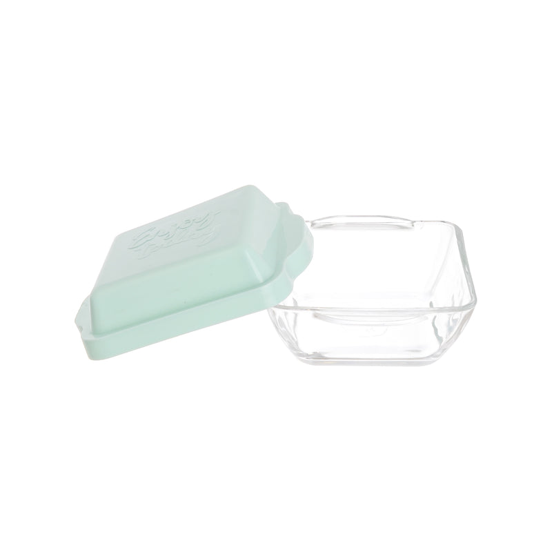 Lily, a square glass bowl with a plastic lid, small, 9*9 cm