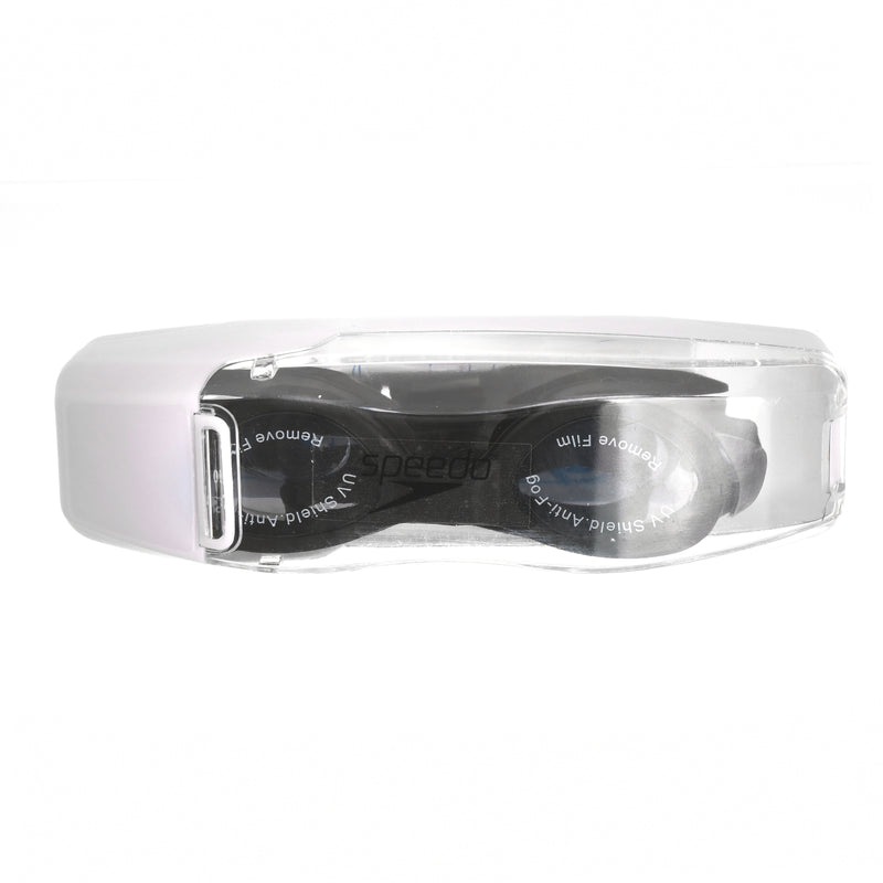 Swimming goggles with a white case from Speedo