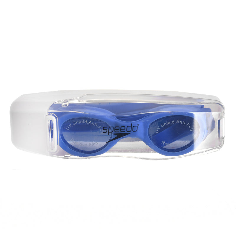 Swimming goggles with a white case from Speedo