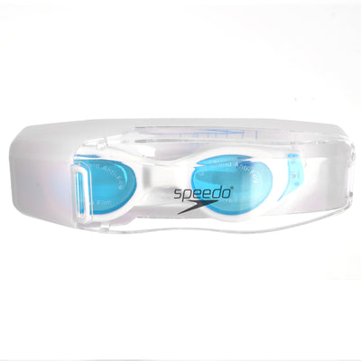 Swimming goggles with a white case from Speedo