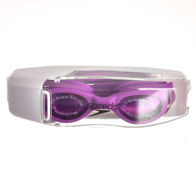 Swimming goggles with a white case from Speedo