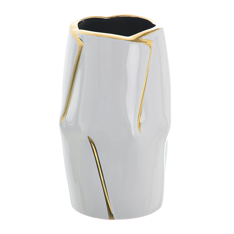 Ceramic vase with golden lines, medium