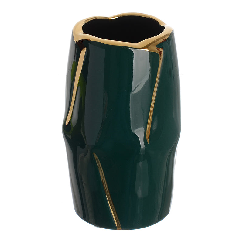 Ceramic vase with golden lines, medium