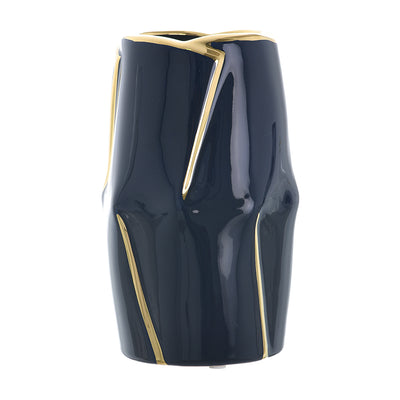 Ceramic vase with golden lines, medium