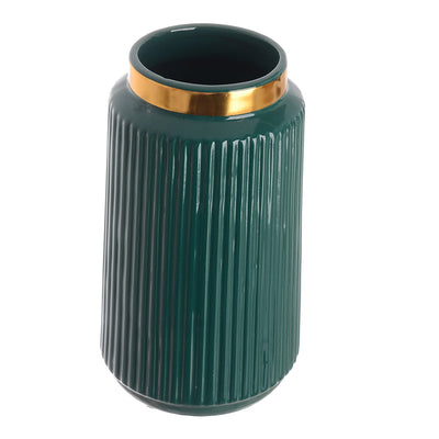 Medium striped ceramic vase