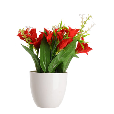 Plastic vase and artificial flower