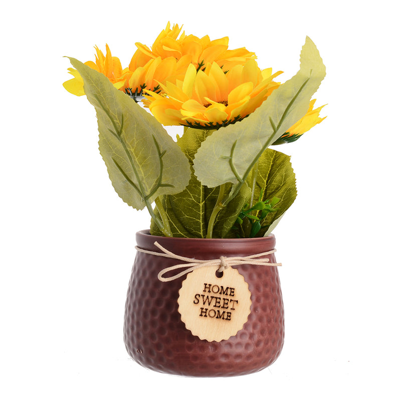 Home Sweet Home ceramic vase with artificial flowers