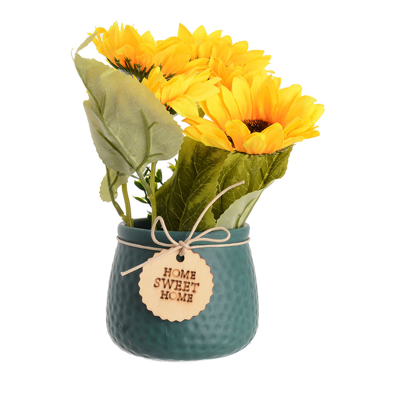 Home Sweet Home ceramic vase with artificial flowers