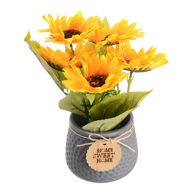 Home Sweet Home ceramic vase with artificial flowers