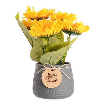 Home Sweet Home ceramic vase with artificial flowers