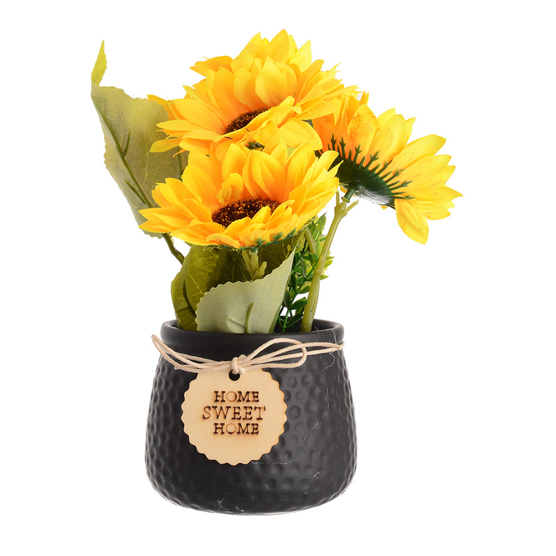 Home Sweet Home ceramic vase with artificial flowers