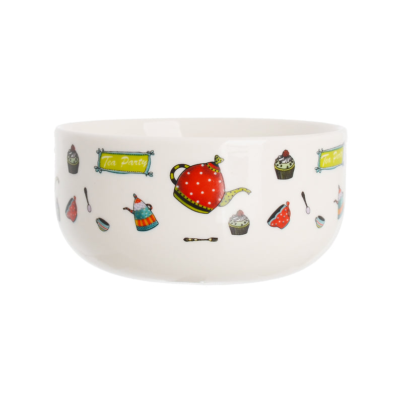 Circular soup serving bowl printed with cartoon shapes, 11*6 cm